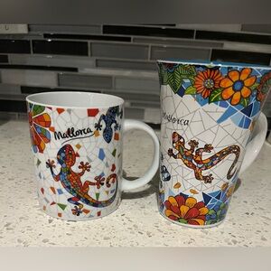 Mallorca Colorful Mosaic Lizard Ceramic Mug - White